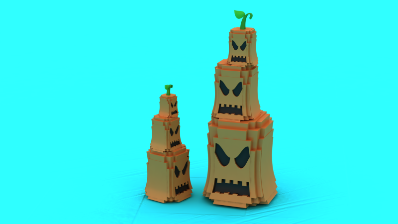 Stylized Pumpkin Monster Tower toy 3D Printable model 3D Print Model .c4d .max .obj .3ds .fbx .stl .blend