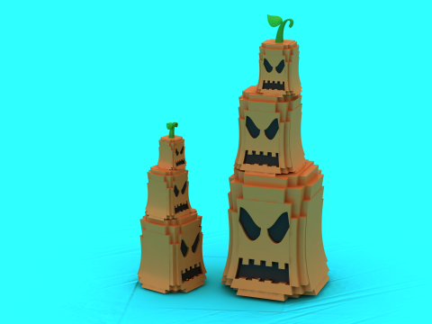 Стилізована іграшка Pumpkin Monster Tower для 3D-друку 3D Принт Модель