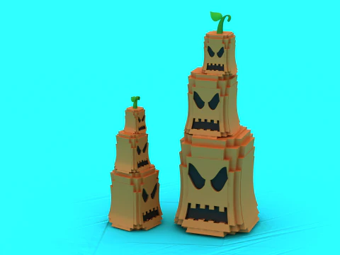 Brinquedo estilizado Pumpkin Monster Tower modelo 3D para impress&atilde;o Modelo de Impressão 3D