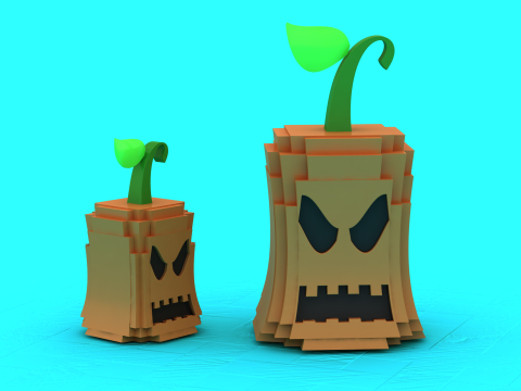 ブロック状のハロウィーン ボス 3D 印刷可能モデル 3Dプリントモデル