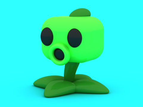 程式化绿色植物玩具 3D 可打印模型 3D 打印模型