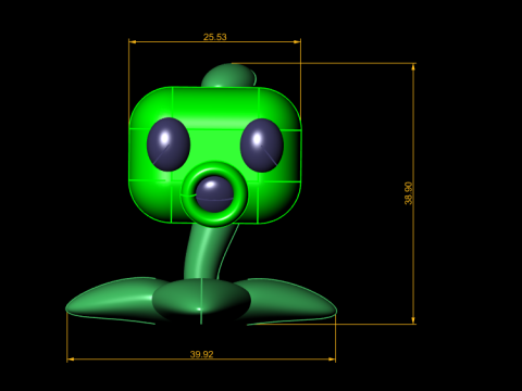 程式化绿色植物玩具 3D 可打印模型 3D 打印模型