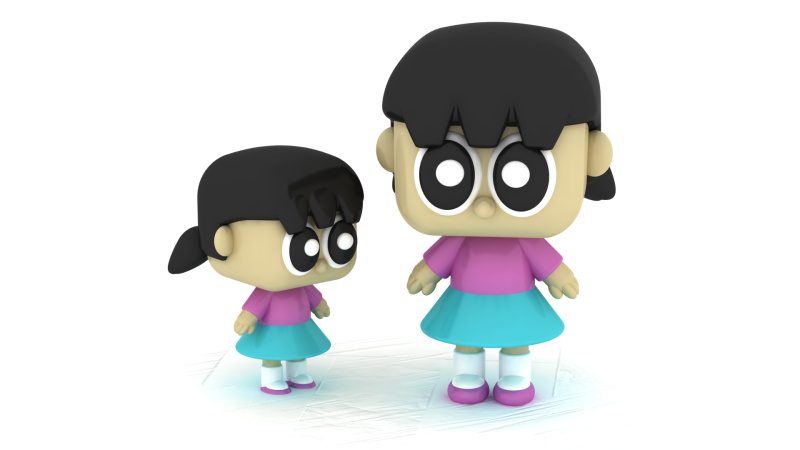 Figurine de petite fille Kawaii, modèle de jouet imprimable en 3D Modèles 3D en vedette .c4d .max .obj .3ds .fbx .stl .blend 