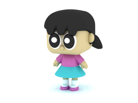 Figurine de petite fille Kawaii, modèle de jouet imprimable en 3D Modèles 3D en vedette