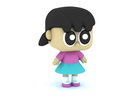 Figurine de petite fille Kawaii, modèle de jouet imprimable en 3D Modèles 3D en vedette