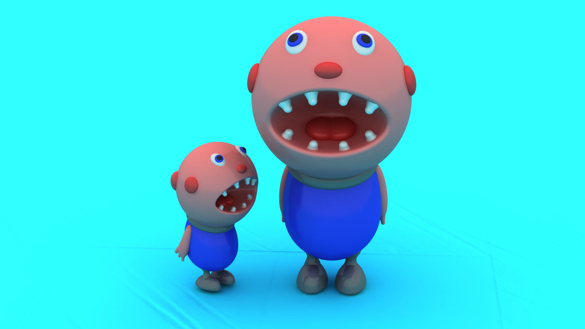 Playful Monster Duo 3D Printable Toy Model 3D Print Model .c4d .max .obj .3ds .fbx .stl .blend 