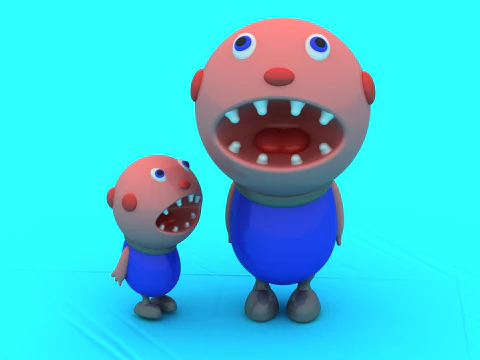 Игрушечная модель Playful Monster Duo для 3D-печати 3D Принт Модель