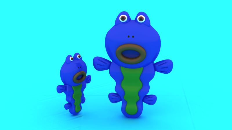 फंकी फ्रॉग टॉय डुओ 3डी प्रिंट करने योग्य कैरेक्टर सेट 3D प्रिंट मॉडल .c4d .max .obj .3ds .fbx .stl .blend 