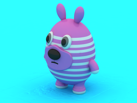 Conjunto de figuras para impressão 3D de coelhinho listrado Toy Duo Modelo de Impressão 3D