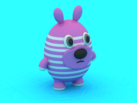 Conjunto de figuras para impressão 3D de coelhinho listrado Toy Duo Modelo de Impressão 3D