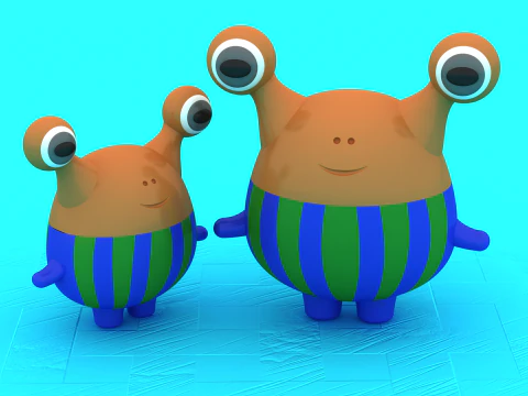 Cute Alien Buddy Duo 3D Printable Toy Model 3D Print Model