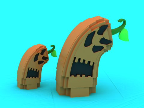 Figur Karakter 3D Mainan Monster Halloween Seram yang Dapat Dicetak Model Cetak 3D