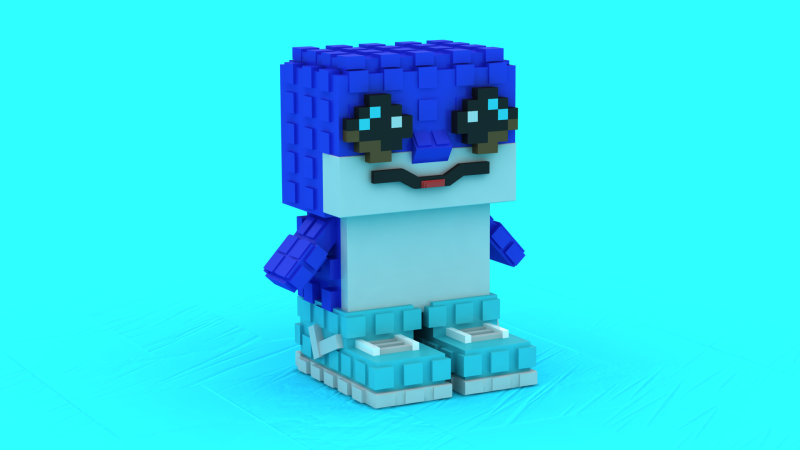 Pixel Blue Dolphin Trio 3D 인쇄 가능 모델 3D 프린트 모델 .c4d .max .obj .3ds .fbx .stl .blend 