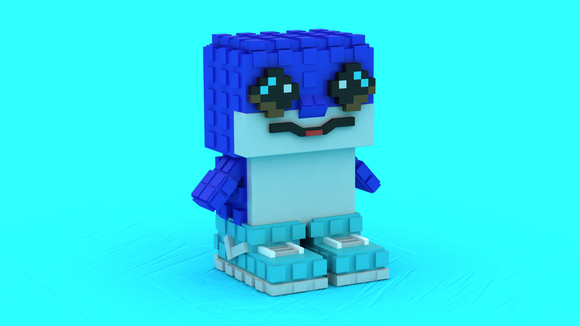 Pixel Blue Dolphin Trio 3D Printable Model 3D Print Model .c4d .max .obj .3ds .fbx .stl .blend 