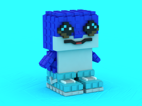 Pixel Blue Dolphin Trio 3D Printable Model 3D Print Model
