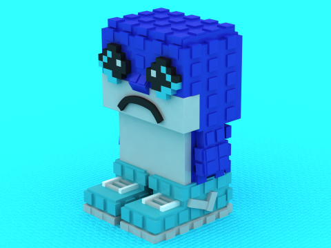 Pixel Blue Dolphin Trio 3D 인쇄 가능 모델 3D 프린트 모델