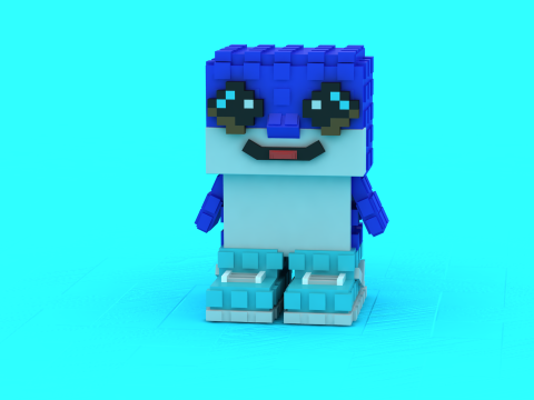 Pixel Blue Dolphin Trio 3D 인쇄 가능 모델 3D 프린트 모델