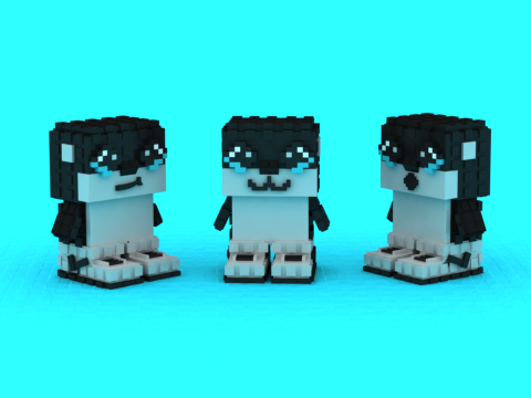 Voxel Penguin Trio 3D-afdrukbaar model 3D printmodel