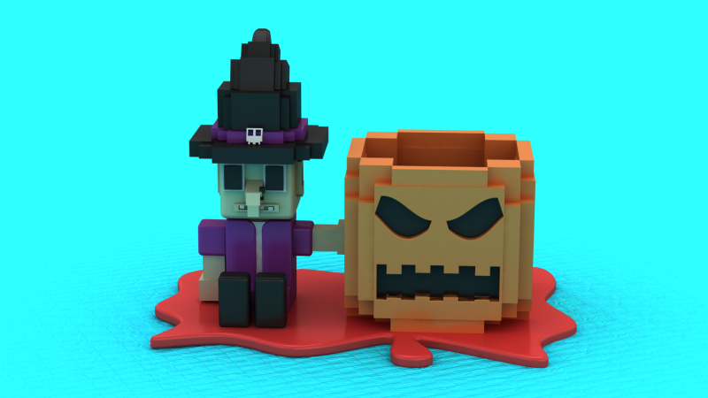 Magic Man with Pumpkin 3D Printable Toy Model 3D Print Model .c4d .max .obj .3ds .fbx .stl .blend 