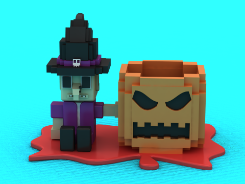 Magische man met pompoen 3D-afdrukbaar speelgoedmodel 3D printmodel