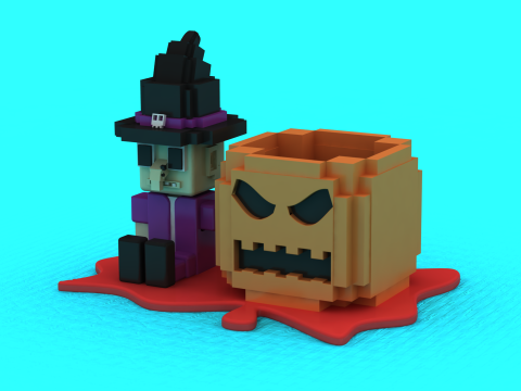 Magic Man with Pumpkin 3D Printable Toy Model 3D Print Model