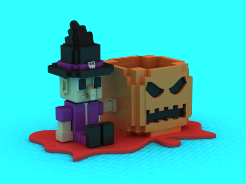 Magic Man with Pumpkin 3D Printable Toy Model 3D Print Model