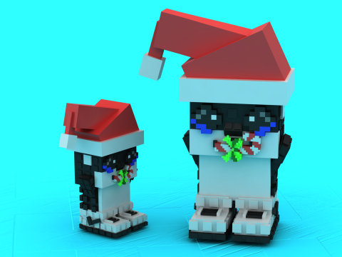 Modelo para impressão 3D do Pinguim Santa Pixel Modelo de Impressão 3D
