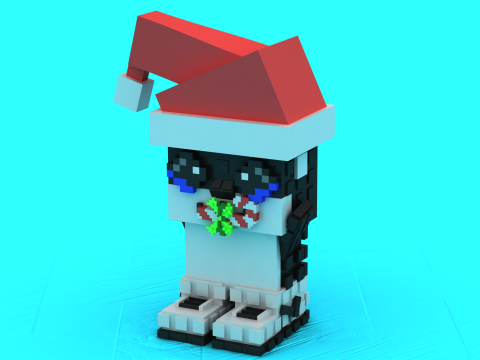 Santa Pixel Penguin 3D Printable Model 3D Print Model