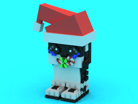 Santa Pixel Penguin 3D Printable Model 3D Print Model