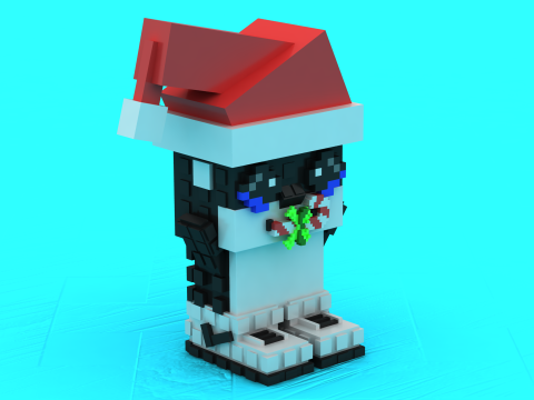 Santa Pixel Penguin 3D Printable Model 3D Print Model