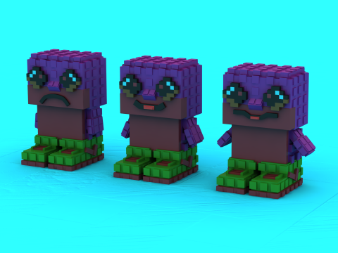 Emotionales Pixel Buddy Trio 3D-druckbares Modell 3D Druckmodell