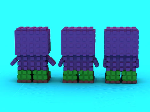 Emotional Pixel Buddy Trio 3D Printable Model 3D Print Model