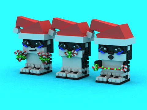 Holiday Pixel Pup Trio 3D-druckbares Modell 3D Druckmodell