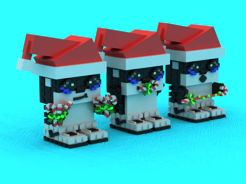 Holiday Pixel Pup Trio 3D Printable Model 3D Print Model