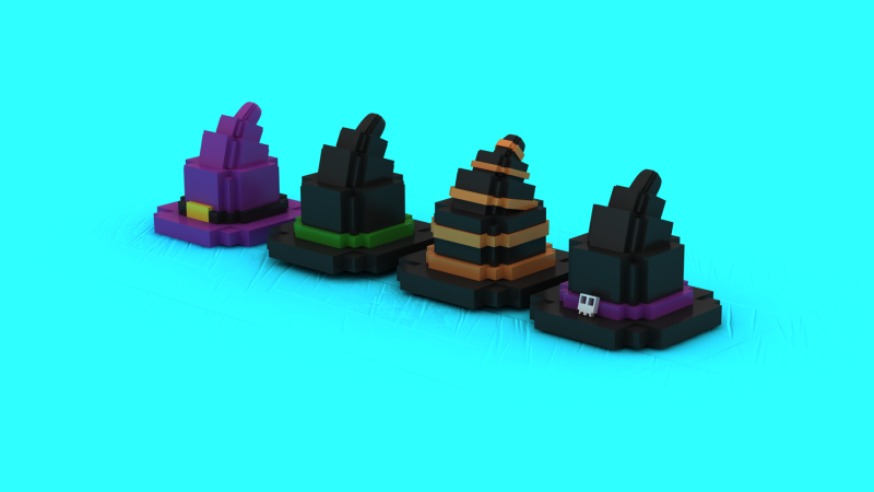 Zestaw modeli czapek MystiBlock Wizard do druku 3D Model do druku 3D .c4d .max .obj .3ds .fbx .stl .blend 