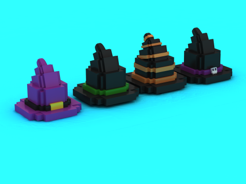 Zestaw modeli czapek MystiBlock Wizard do druku 3D Model do druku 3D