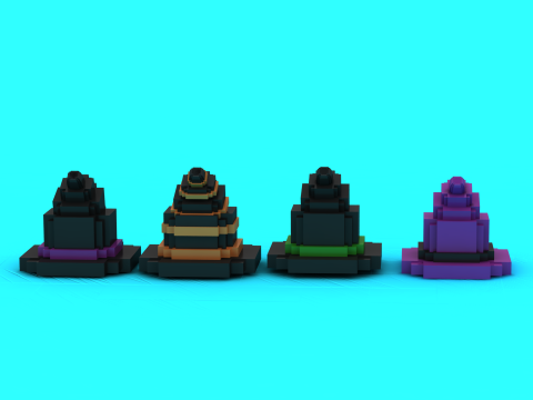 Zestaw modeli czapek MystiBlock Wizard do druku 3D Model do druku 3D