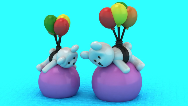 Model 3D do druku 3D z misiem i balonem Model do druku 3D .c4d .max .obj .3ds .fbx .stl .blend 