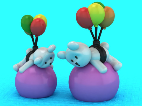Bär mit Ballonspielzeug 3D-druckbares Modell 3D Druckmodell