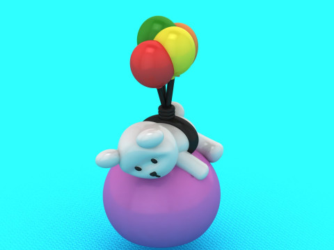 Model 3D do druku 3D z misiem i balonem Model do druku 3D