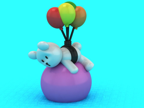 Model 3D do druku 3D z misiem i balonem Model do druku 3D