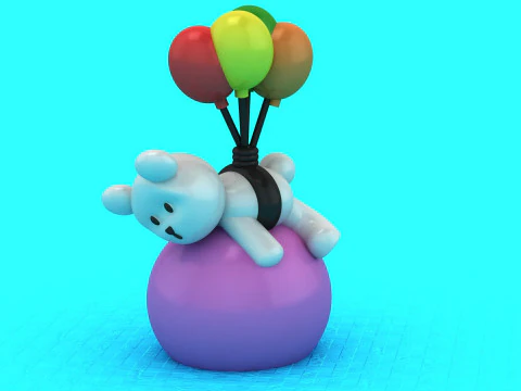 Bear with Balloon Toy 3D Printable Model 3D Print Model