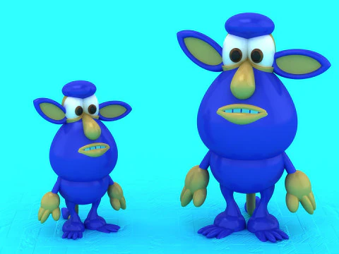 Model Cetak 3D Mainan Booba 2 Biru Model Cetak 3D