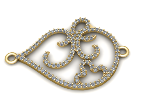 Elegante modello stampabile in 3D con pendente a foglia floreale ricciolo Modello di stampa 3D