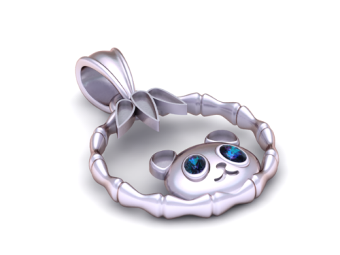 Modello stampabile 3D con ciondolo simpatico panda Modello di stampa 3D