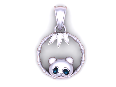 Modello stampabile 3D con ciondolo simpatico panda Modello di stampa 3D