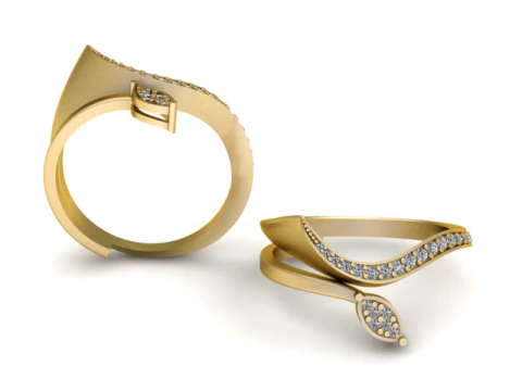 Anel de diamante em folha modelo 3D para impress&atilde;o Modelo de Impressão 3D