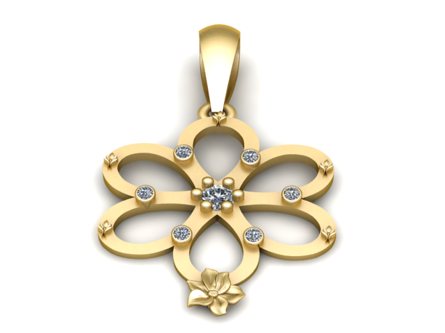 Elegancki wisiorek z kwiatową pętelką Model do druku 3D Model do druku 3D .c4d .max .obj .3ds .fbx .stl .blend 