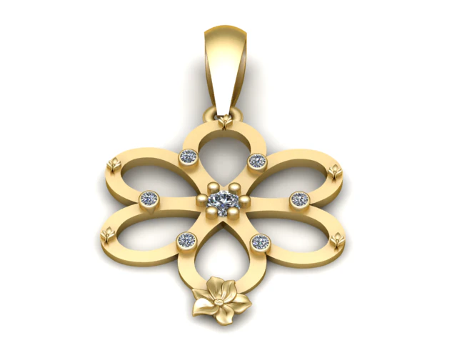 Elegant Floral Loop Pendant 3D Printable Model 3D Print Model .c4d .max .obj .3ds .fbx .stl .blend