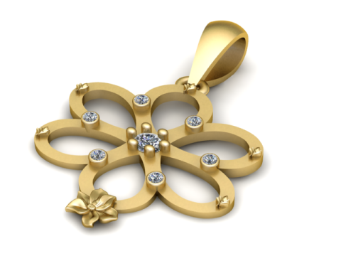 Elegancki wisiorek z kwiatową pętelką Model do druku 3D Model do druku 3D